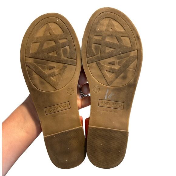 Andiamo Abailey Weave Flats/Sandals Salmon Peach 7.5 7.5W Boho Faux Leather - Picture 6 of 9